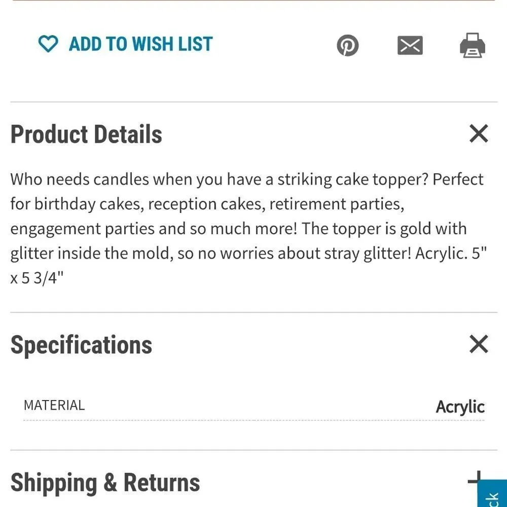 NWT 🆕️ Gold Glitter Let's Party Cake Topper